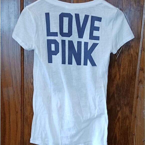 Pink Victoria Secret V Neck Tee Shirt Patriotic XSMALL - Picture 4 of 6